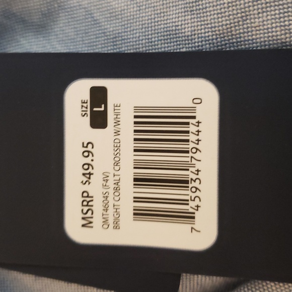 NWT GAP Men's Large Bright Cobalt w/ white long sleeved button down shirt - Picture 11 of 11